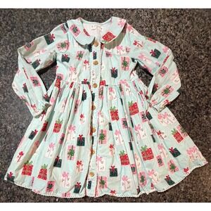SweetHoney Girls Christmas Present Print Dress Long Sleeve Size 8Y